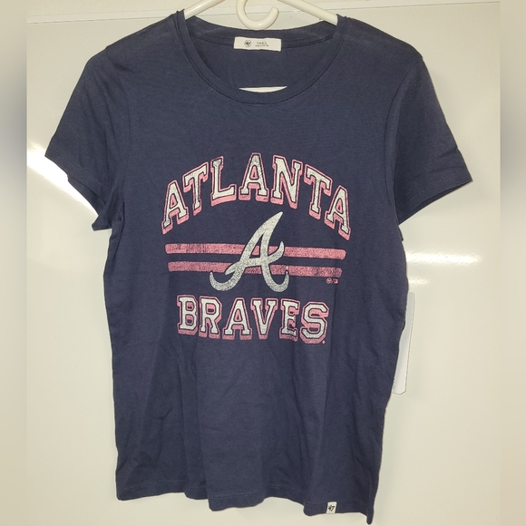 Women's Atlanta Braves Navy Blue T-Shirt S/M - Picture 1 of 4